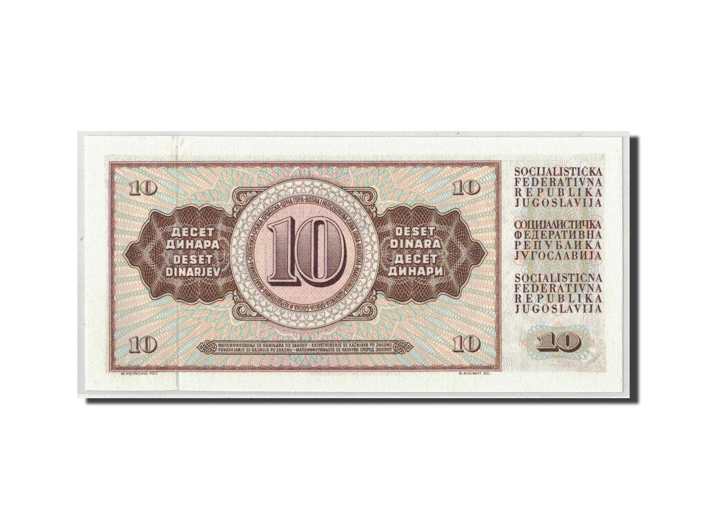 Banconote, Iugoslavia, 10 Dinara, 1968, KM:82c, 1968-05-01, FDS