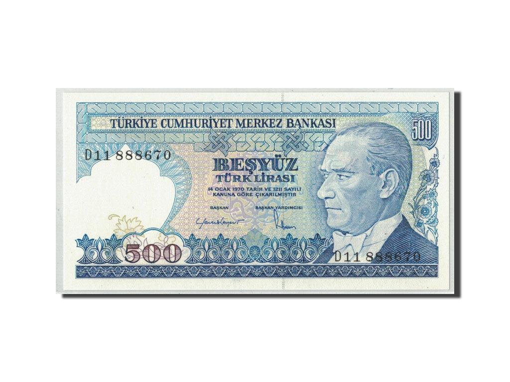 Billet, Turquie, 500 Lira, L.1970, 1970-01-14, KM:195, NEUF
