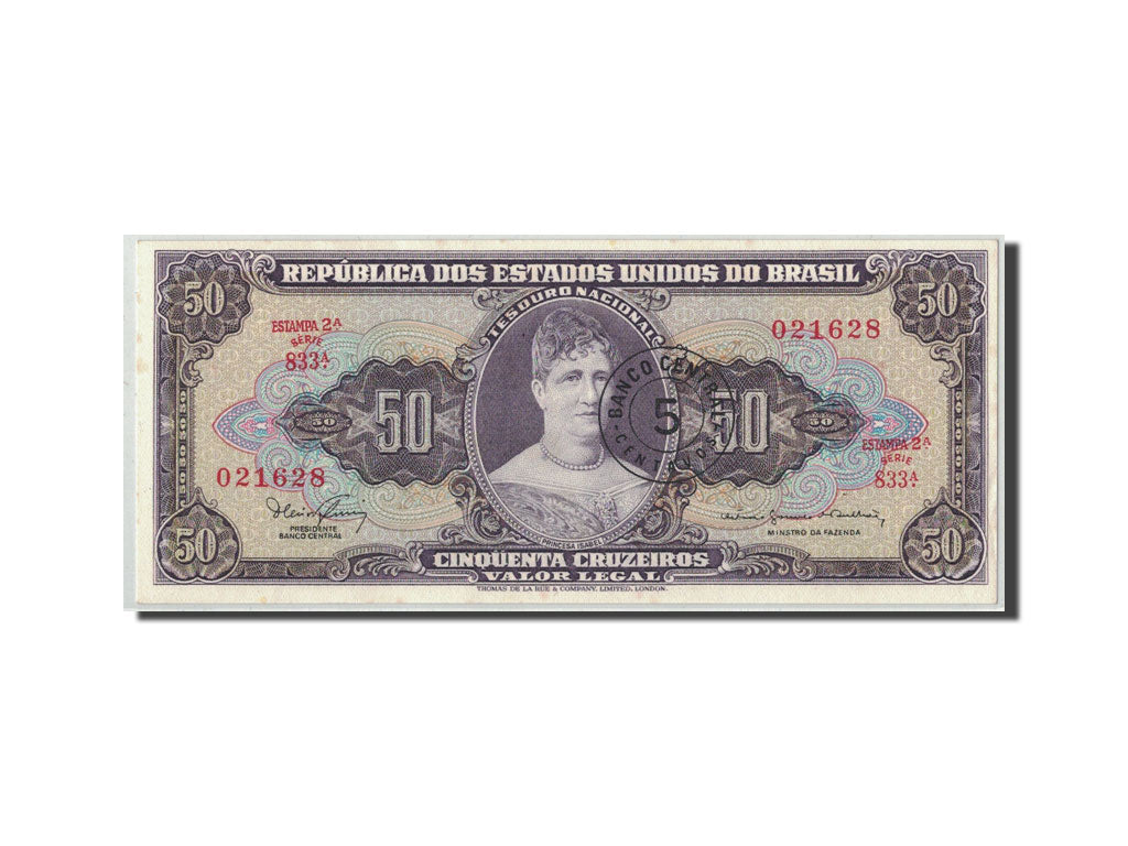 Billet, Brésil, 5 Centavos on 50 Cruzeiros, Undated (1966-1967), KM:184a, NEUF