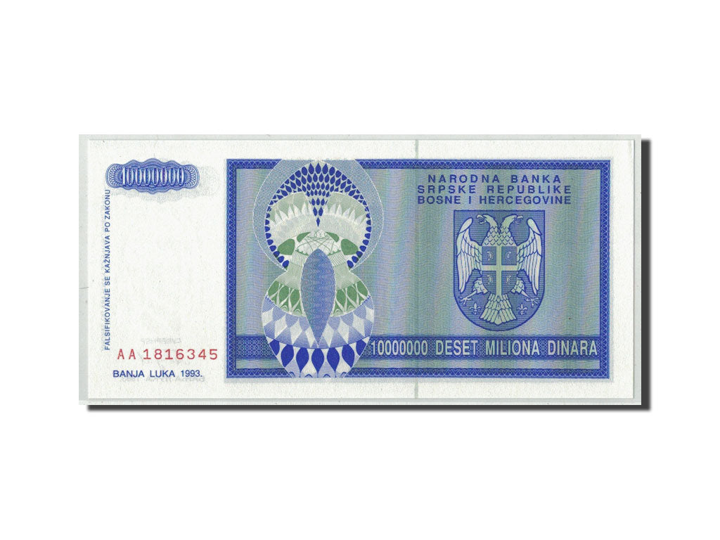 Banknote, Bosnia - Herzegovina, 10 Million Dinara, 1993, KM:144a, UNC(63)