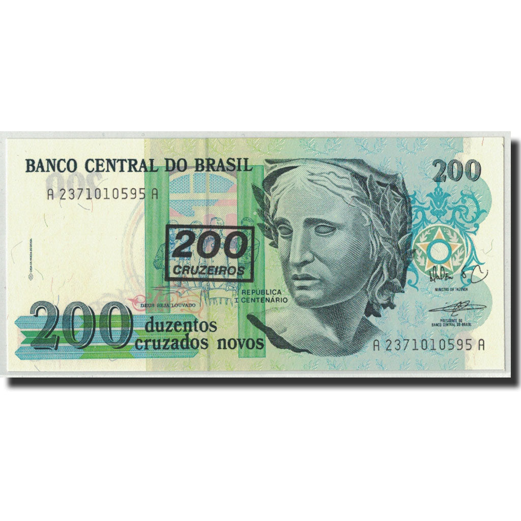 Billet, Brésil, 200 Cruzeiros on 200 Cruzados Novos, Undated (1990), KM:225b