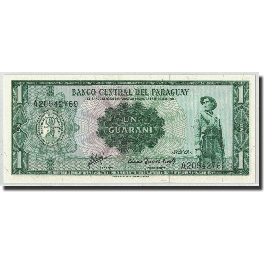 Billete, 1 Guarani, L1952, Paraguay, KM:192, 1952-03-25, UNC