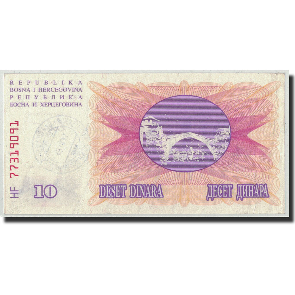 Banknot, Bośnia-Hercegowina, 10,000 Dinara, 1993, 1993-10-15, KM:53b, EF(40-45)
