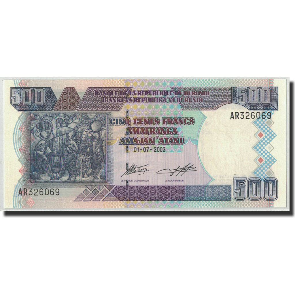 Billete, 500 Francs, 2003, Burundi, KM:38c, 2003-07-01, UNC