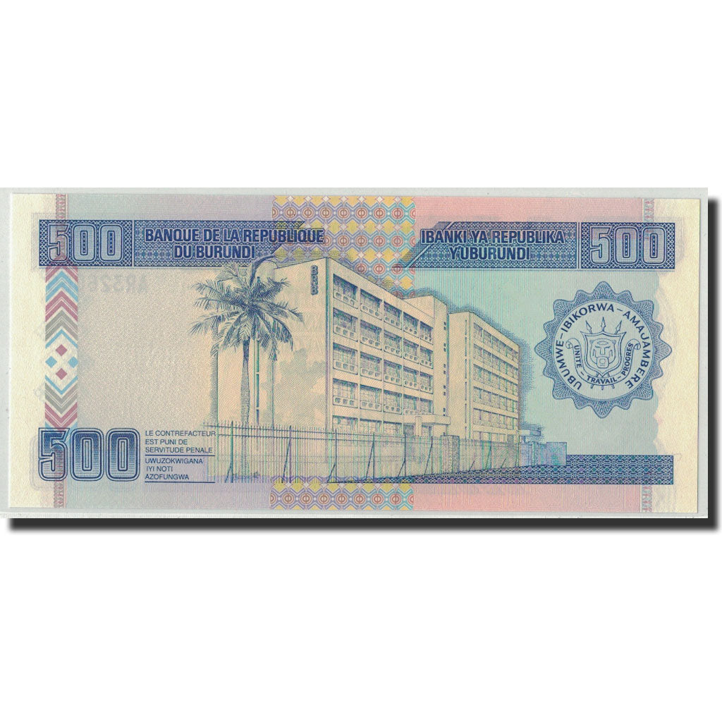 Billete, 500 Francs, 2003, Burundi, KM:38c, 2003-07-01, UNC