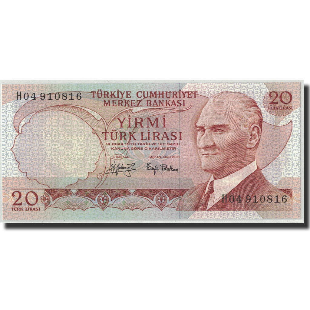 Billet, Turquie, 20 Lira, Undated (1974), 1970-01-14, KM:187a, NEUF