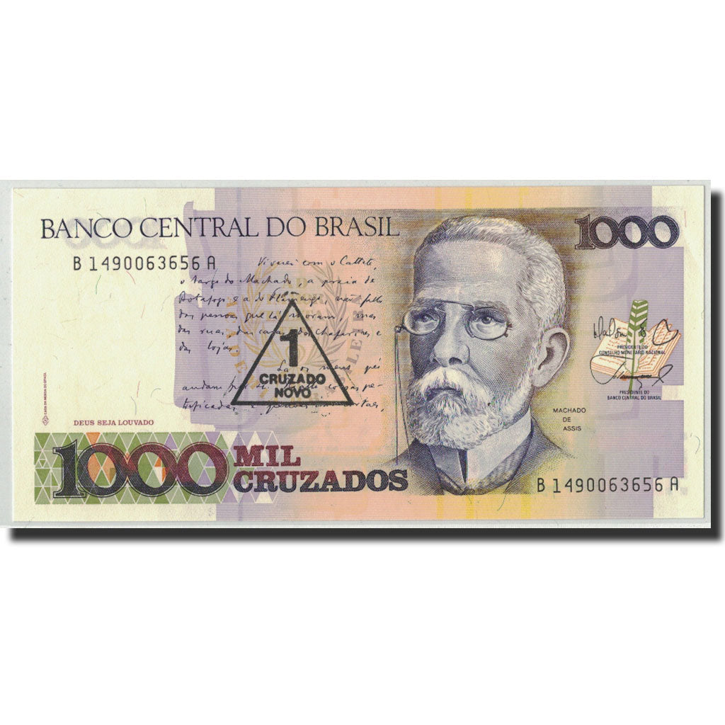 Billet, Brésil, 1 Cruzado Novo on 1000 Cruzados, Undated (1989), KM:216b, SPL