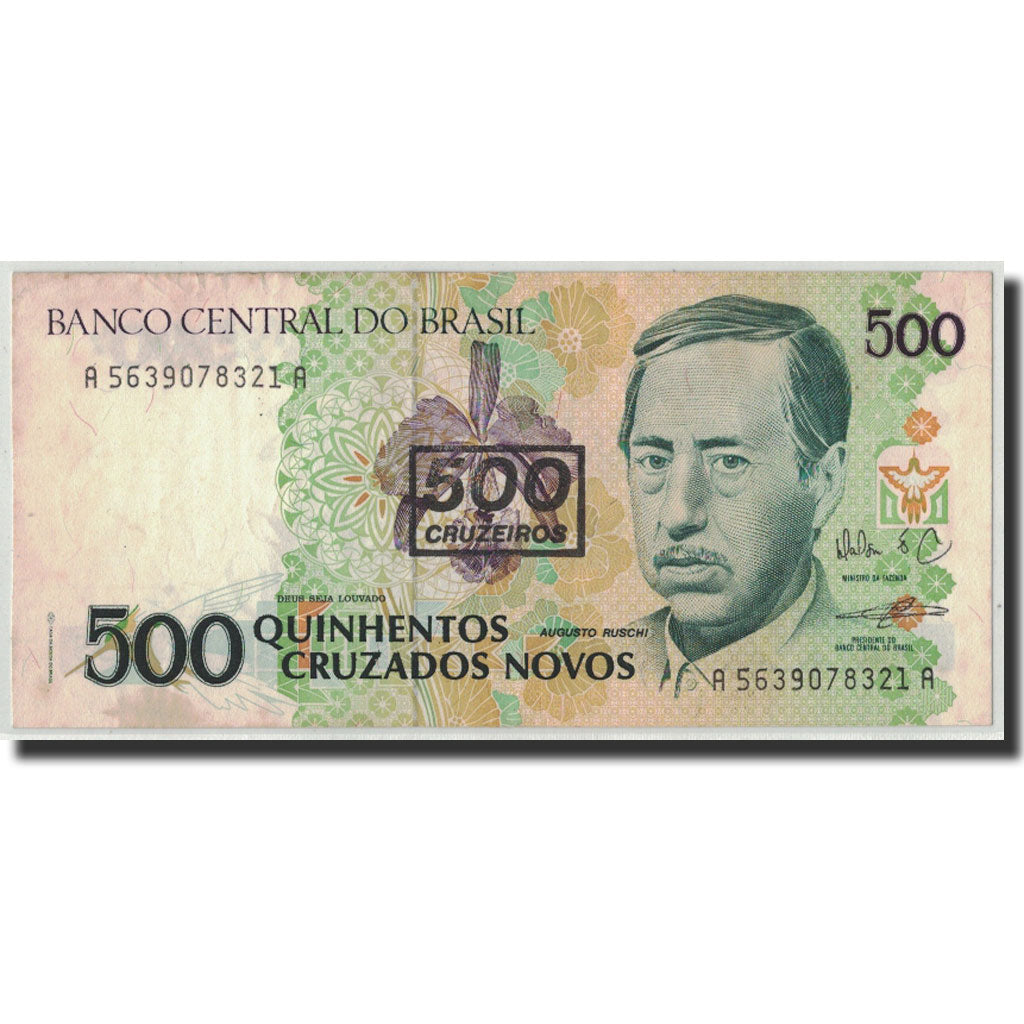 Banconote, Brasile, 500 Cruzeiros on 500 Cruzados Novos, Undated (1990)