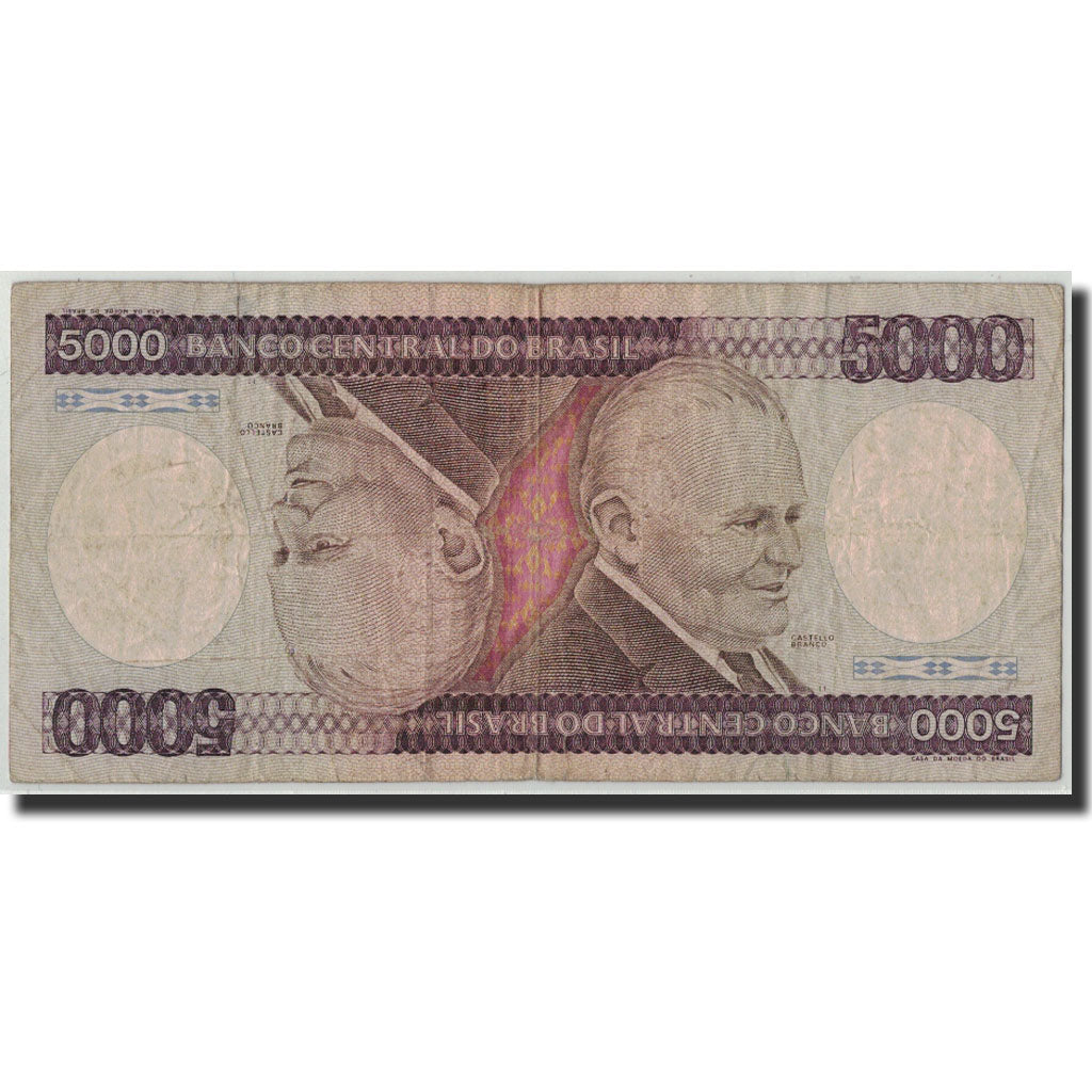 Billet, Brésil, 5000 Cruzeiros, undated (1981), KM:202a, B+