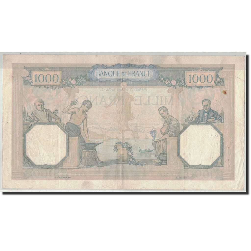 Banknote, France, 1000 Francs, 1 000 F 1927-1940 ''Cérès et Mercure'', 1938