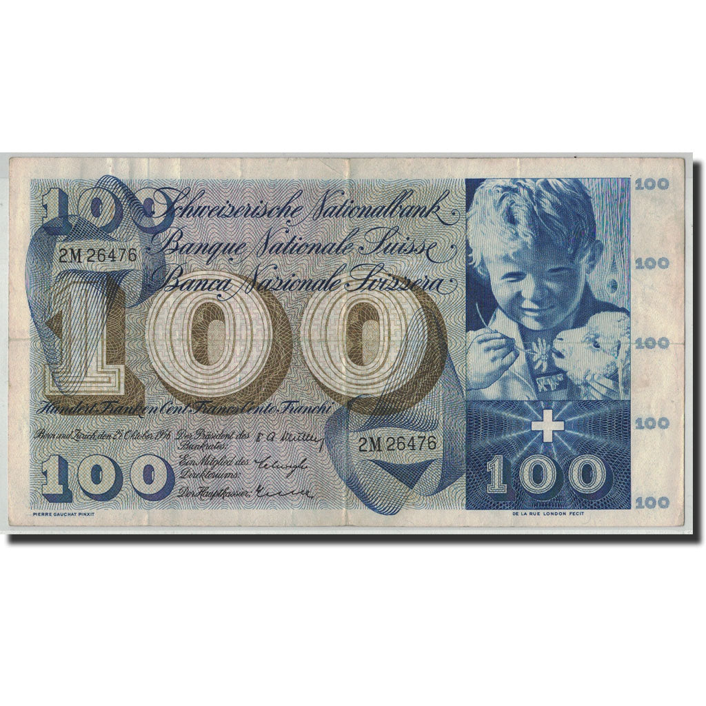 Banknote, Switzerland, 100 Franken, 1956, 1956-10-25, KM:49a, VF(20-25)