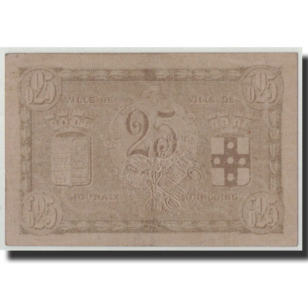 Banknote, Pirot:59-2128, 25 Centimes, 1916, France, UNC(63), Roubaix et