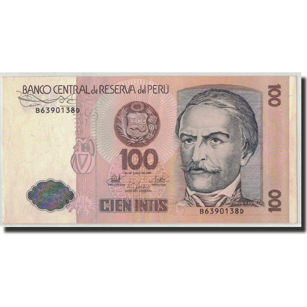 Banconote, Perù, 100 Intis, 1987, KM:133, 1987-06-26, SPL-