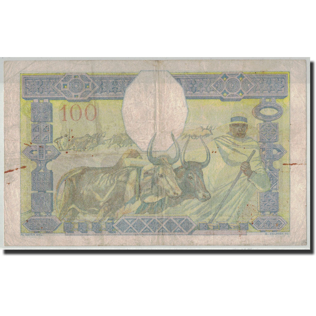 Banknote, Madagascar, 100 Francs, Undated (ca.1937), KM:40, VF(20-25)
