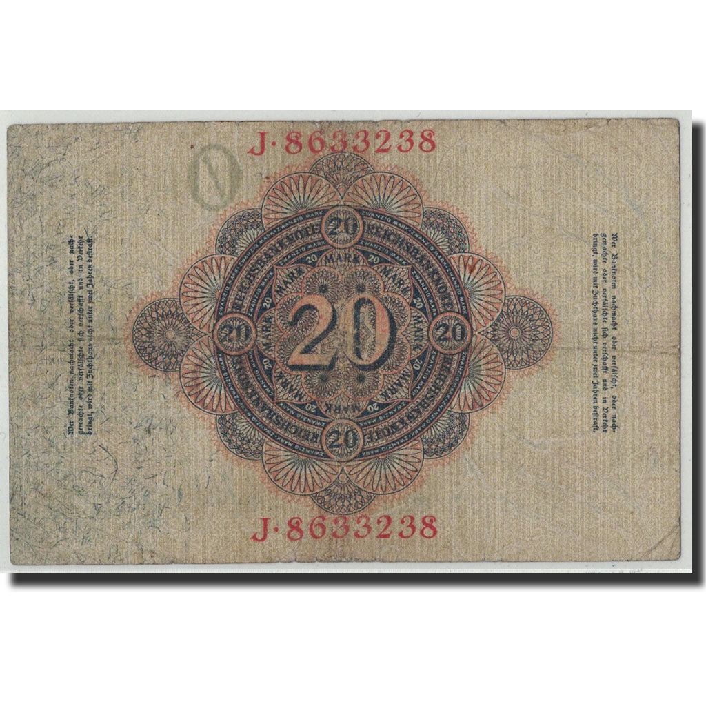 Banknote, Germany, 20 Mark, 1914, 1914-02-19, KM:46b, VF(20-25)