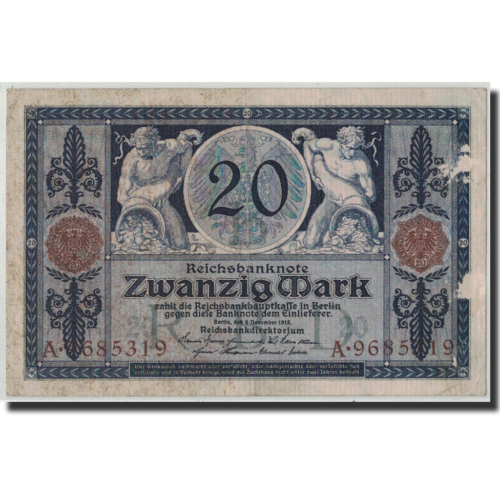 Banknote, Germany, 20 Mark, 1915, 1915-11-04, KM:63, EF(40-45)