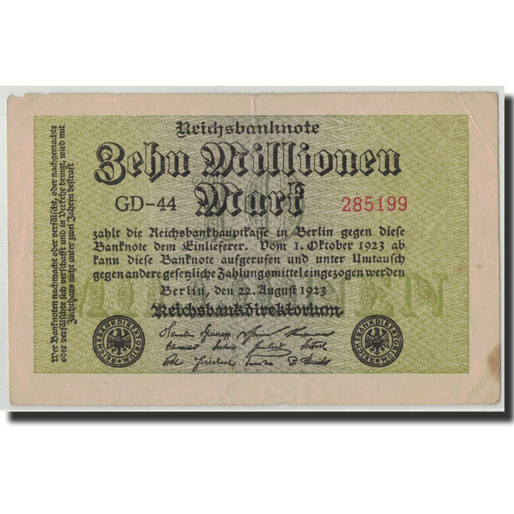 Banknote, Germany, 10 Millionen Mark, 1923, 1923-08-22, KM:106c, VF(30-35)