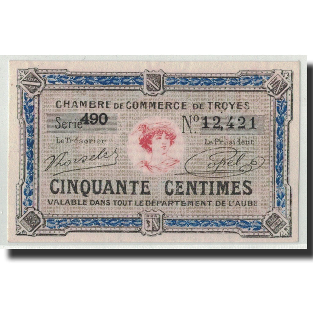 Geldschein, Frankreich, Troyes, 50 Centimes, Undated, UNZ-, Pirot:124-13