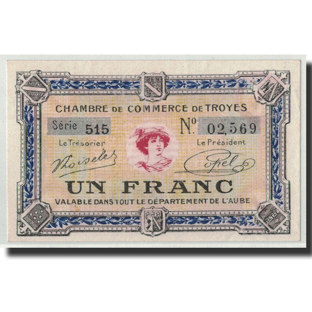 Biljet, Pirot:124-14, 1 Franc, Undated, Frankrijk, SPL, Troyes