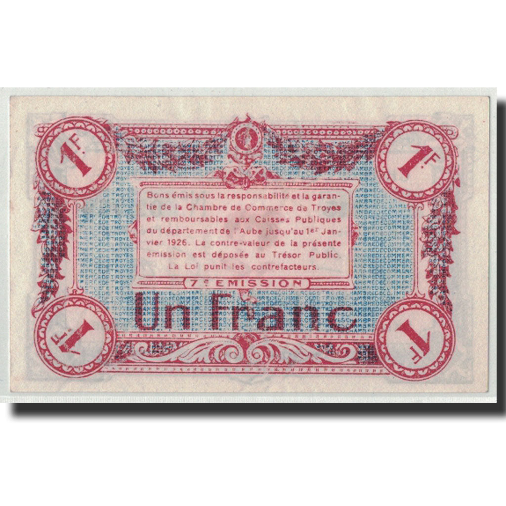 Biljet, Pirot:124-14, 1 Franc, Undated, Frankrijk, SPL, Troyes