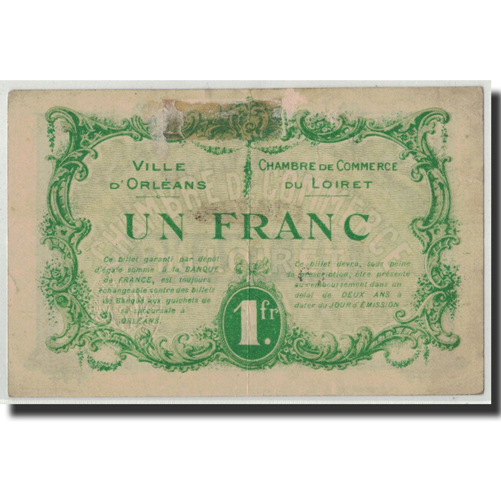 Banknote, Pirot:95-6, 1 Franc, 1916, France, EF(40-45), Orléans