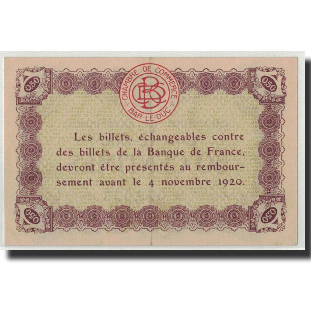 Banknote, Pirot:19-1, 50 Centimes, Undated, France, UNC(60-62), Bar-le-Duc