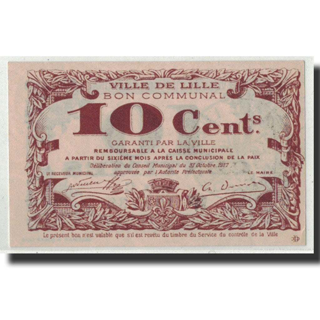 Banknote, Pirot:59-1632, 10 Centimes, 1917, France, UNC(65-70), Lille