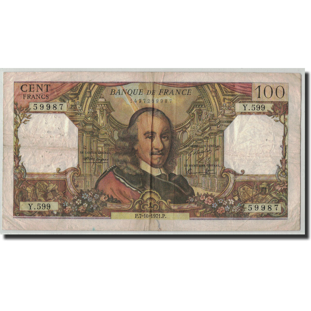 Banknote, France, 100 Francs, 1971, 1971-10-07, VF(20-25), Fayette:65.37