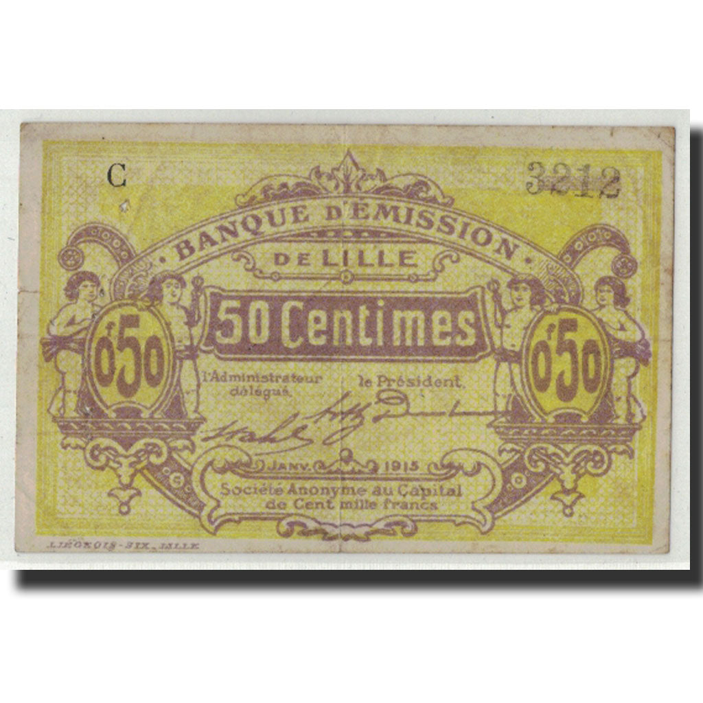 Billet, France, Lille, 50 Centimes, 1915, TB, Pirot:59-1594