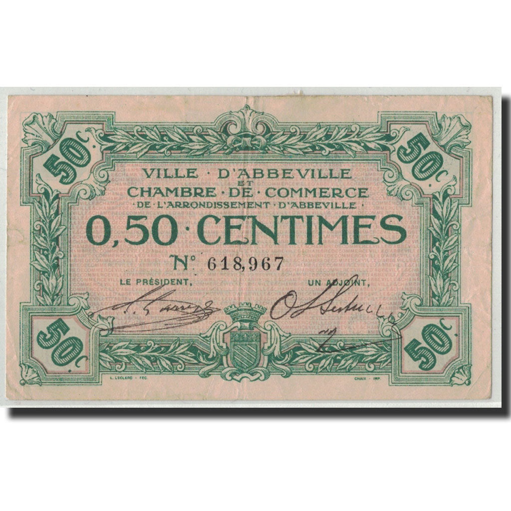 Geldschein, Frankreich, Abbeville, 50 Centimes, Undated, S+, Pirot:1.1