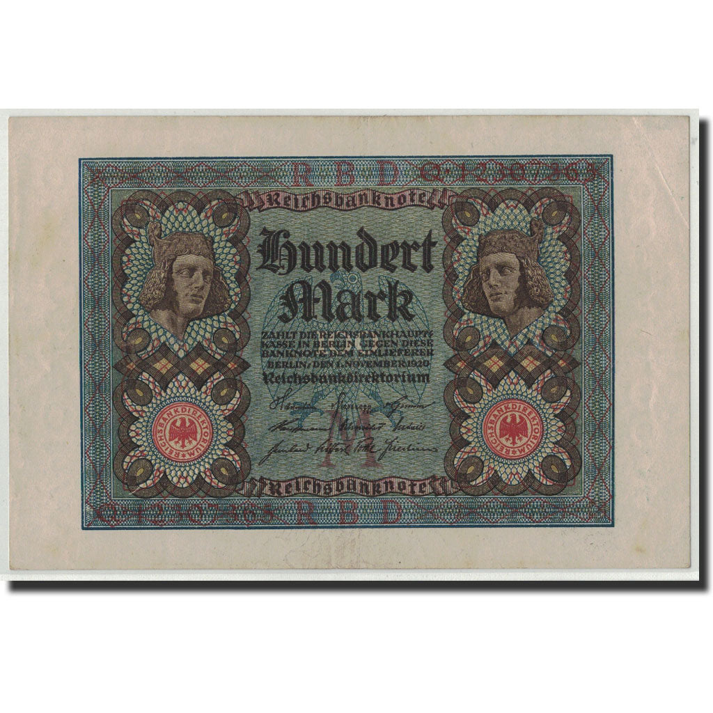 Banknote, Germany, 100 Mark, 1920, 1920-11-01, KM:69b, AU(50-53)