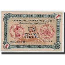 Geldschein, Frankreich, Belfort, 1 Franc, 1918, SS+, Pirot:23-40