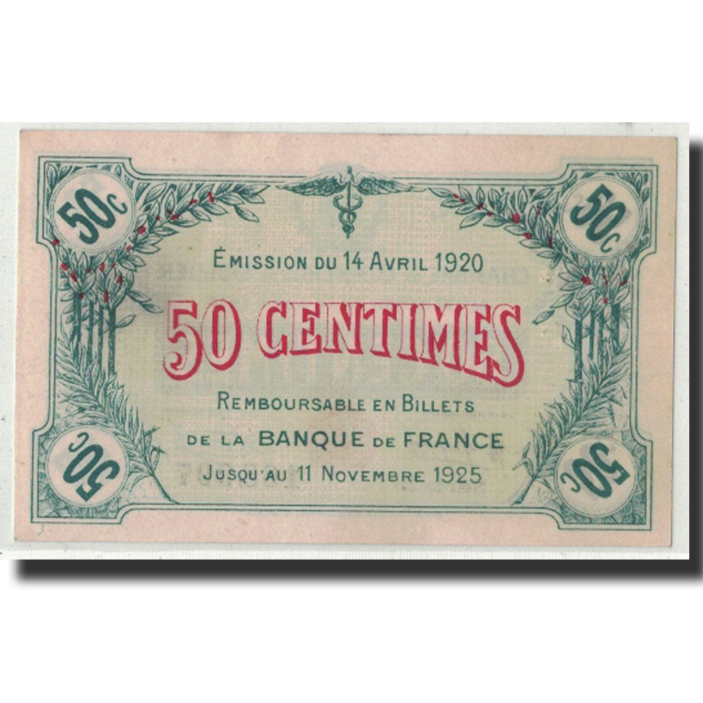 Banknote, Pirot:113-17, 50 Centimes, 1920, France, UNC(63), Saint-Dizier
