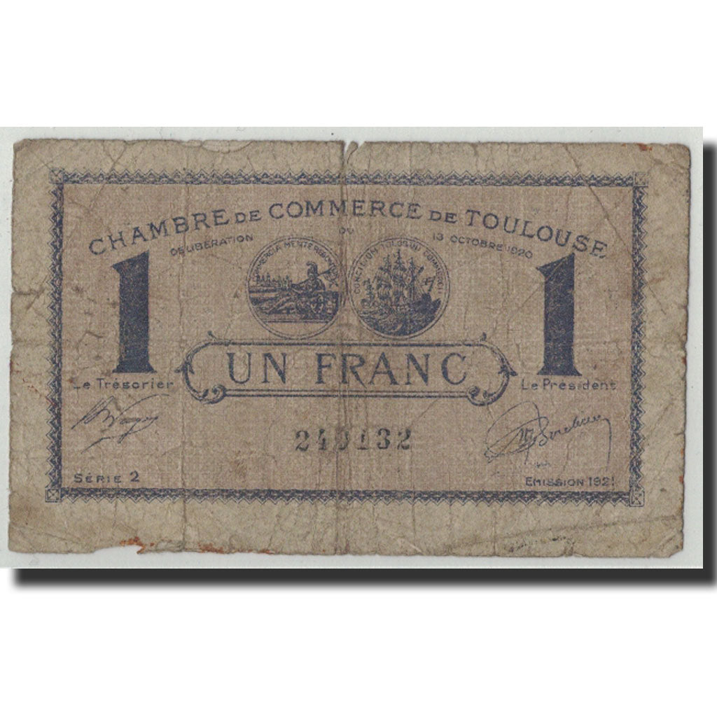 Geldschein, Frankreich, Toulouse, 1 Franc, 1920, SGE, Pirot:122-43