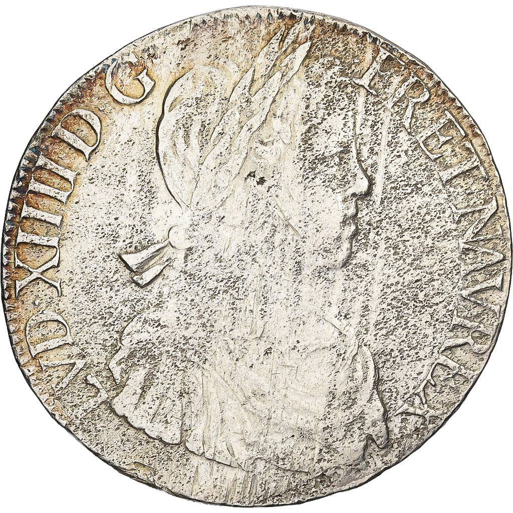 France, Louis XIV, Écu à la mèche longue, 1653, Bayonne, Silver, EF(40-45)