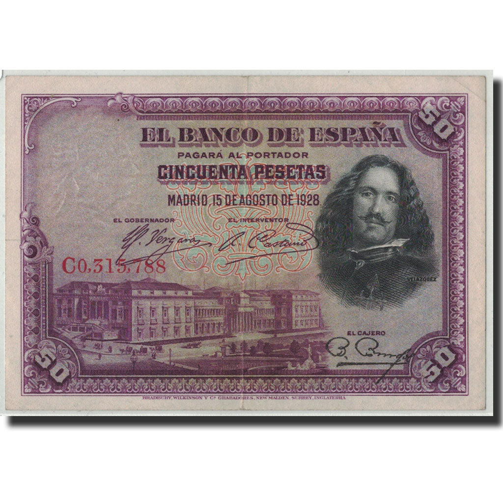 Banconote, Spagna, 50 Pesetas, 1928, KM:75b, 1928-08-15, BB