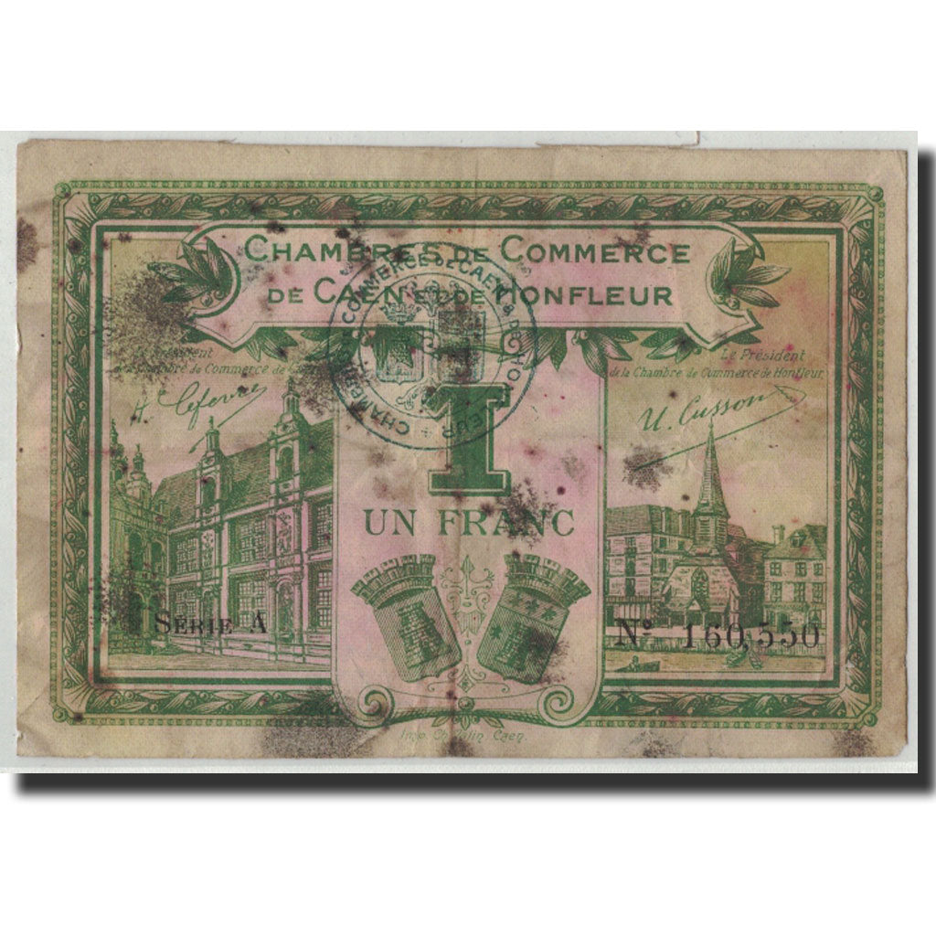 Billet, France, Caen et Honfleur, 1 Franc, Undated, B+, Pirot:34-14