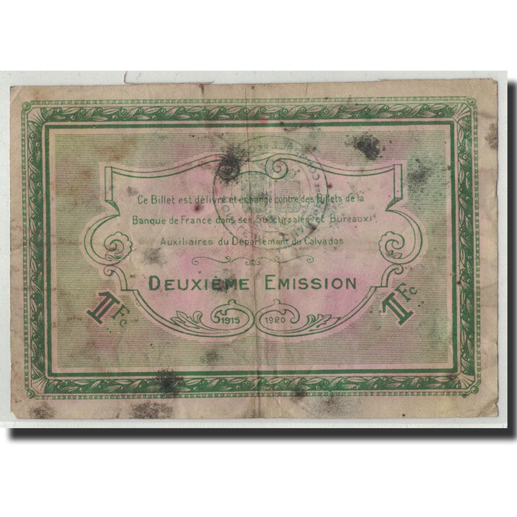 Billet, France, Caen et Honfleur, 1 Franc, Undated, B+, Pirot:34-14