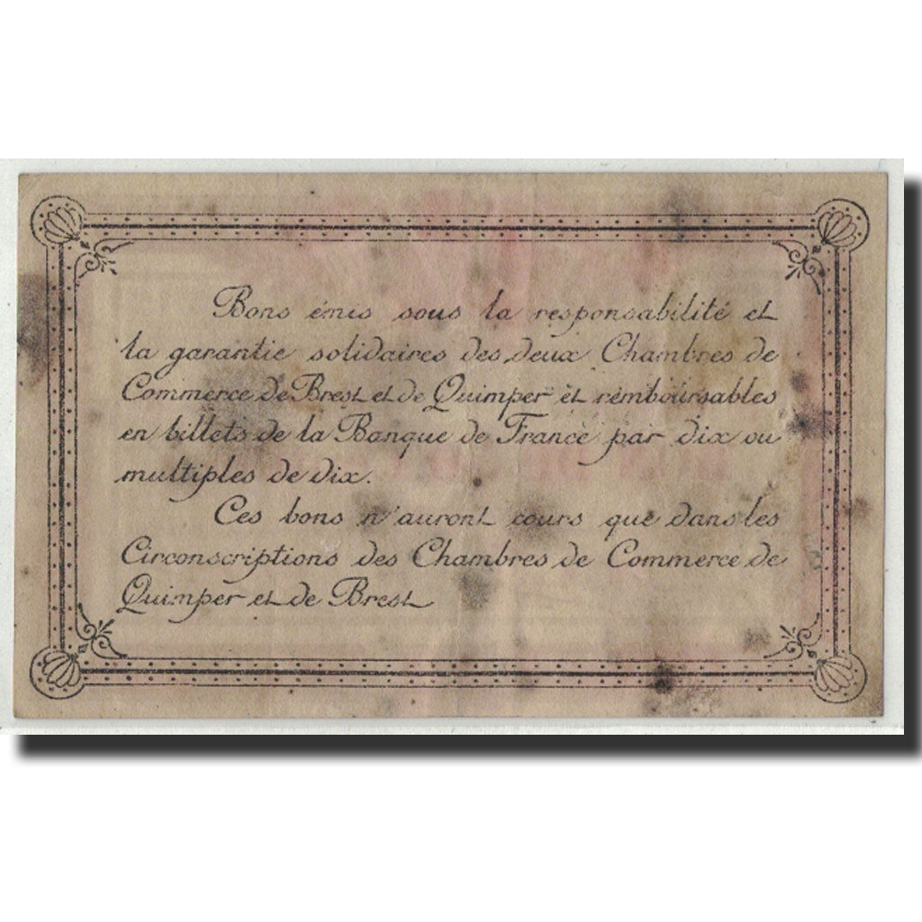 Banknote, Pirot:104-4, 50 Centimes, 1915, France, EF(40-45), Quimper et Brest