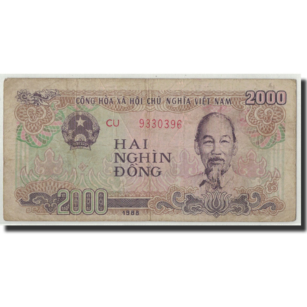 Banknot, Wietnam, 2000 D<ox>ng, 1988, KM:107b, F(12-15)