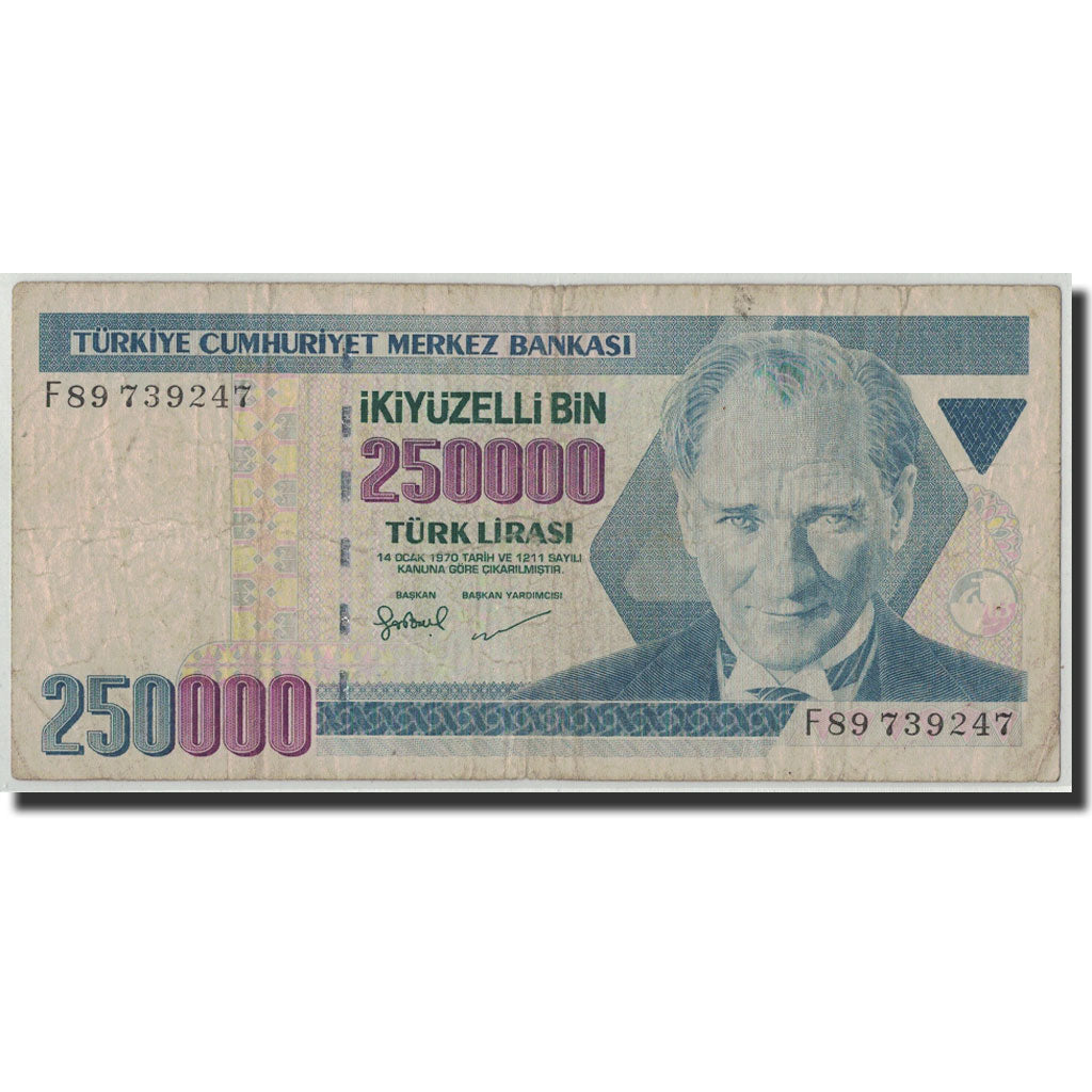Billet, Turquie, 250,000 Lira, L.1970 (1998), 1970-01-14, KM:211, B
