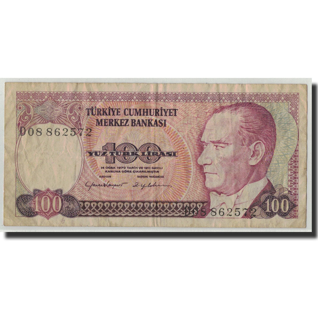Billet, Turquie, 100 Lira, 1970, 1970-10-14, KM:194b, B