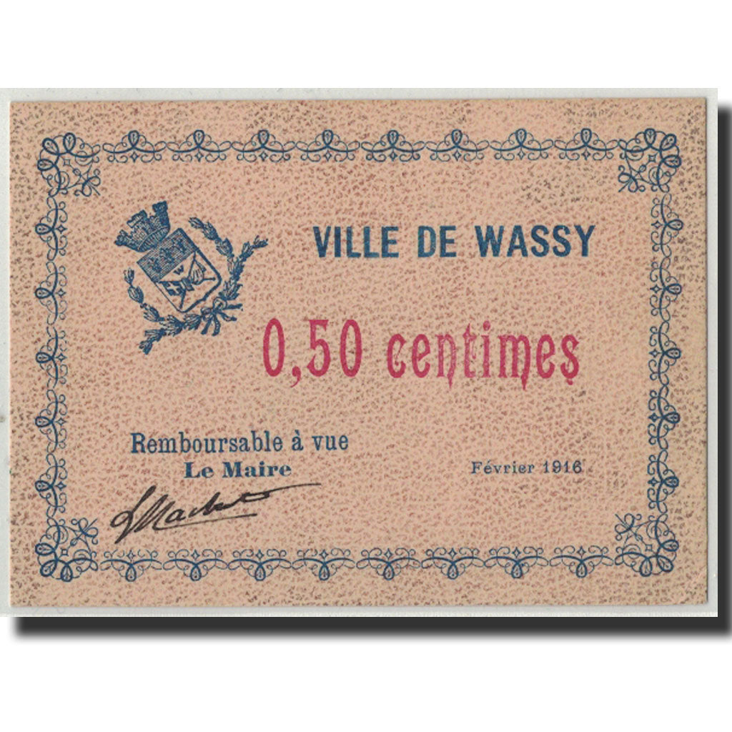 Banknote, Pirot:52-47, 50 Centimes, 1916, France, UNC(63), Wassy