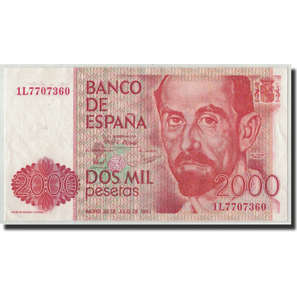 Biljet, Spanje, 2000 Pesetas, 1980, 1980-07-22, KM:159, SUP