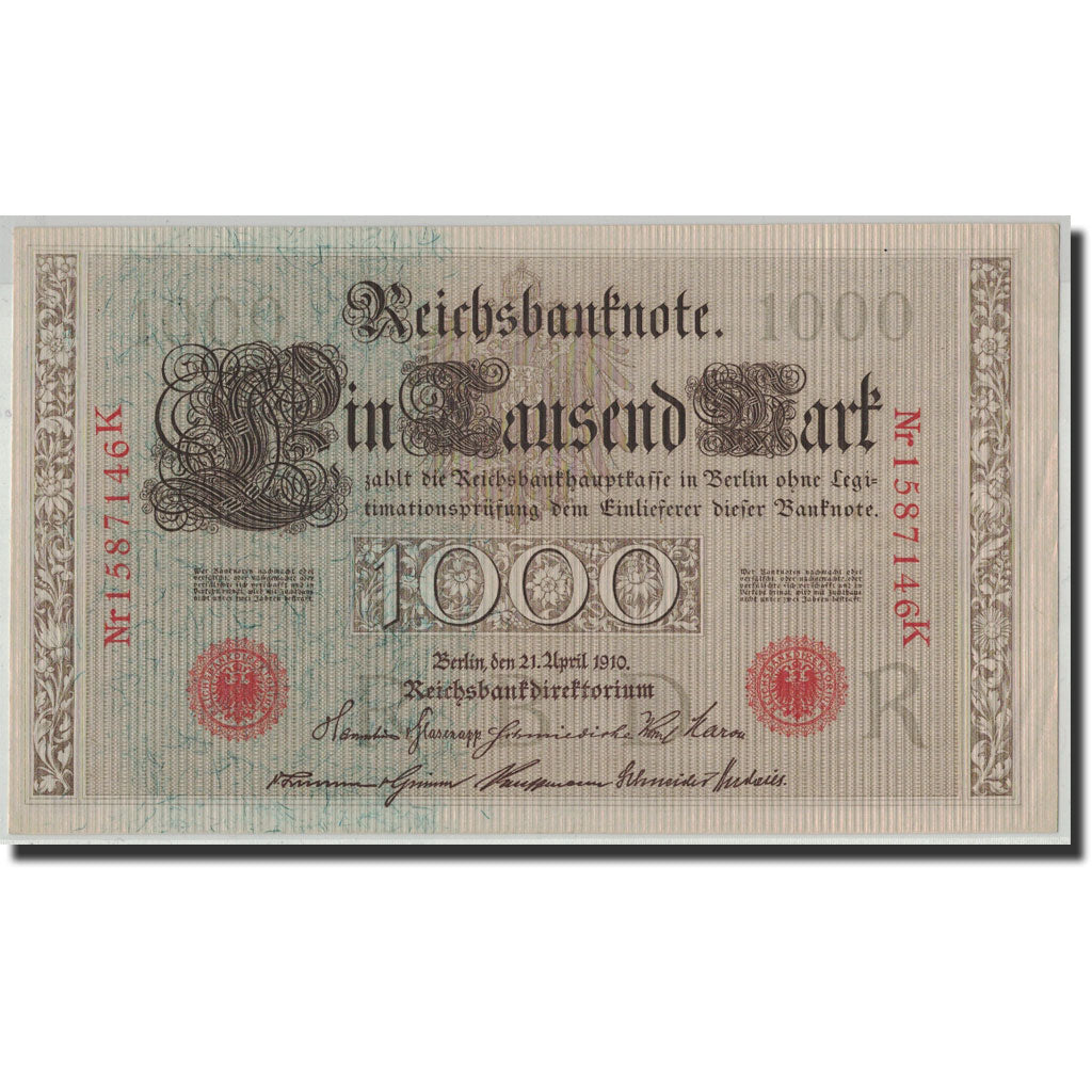 Geldschein, Deutschland, 1000 Mark, 1910, 1910-04-21, KM:44b, VZ+