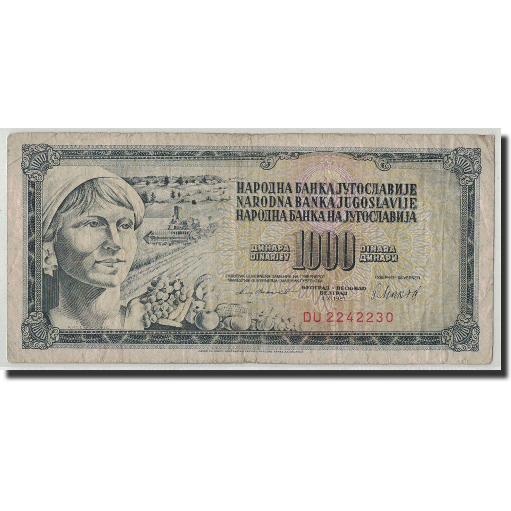 Banconote, Iugoslavia, 1000 Dinara, 1981, KM:92d, 1981-11-04, B
