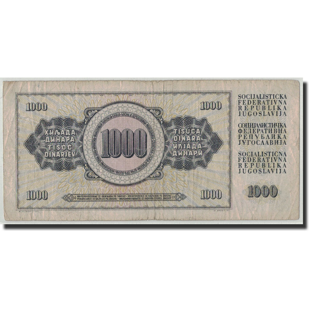 Banconote, Iugoslavia, 1000 Dinara, 1981, KM:92d, 1981-11-04, B