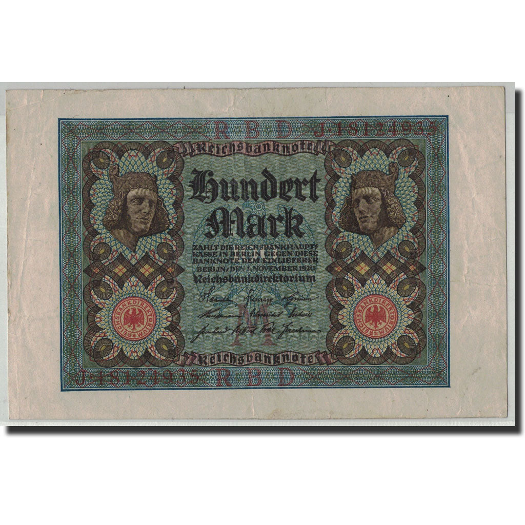 Banknote, Germany, 100 Mark, 1920, 1920-11-01, KM:69a, VF(20-25)