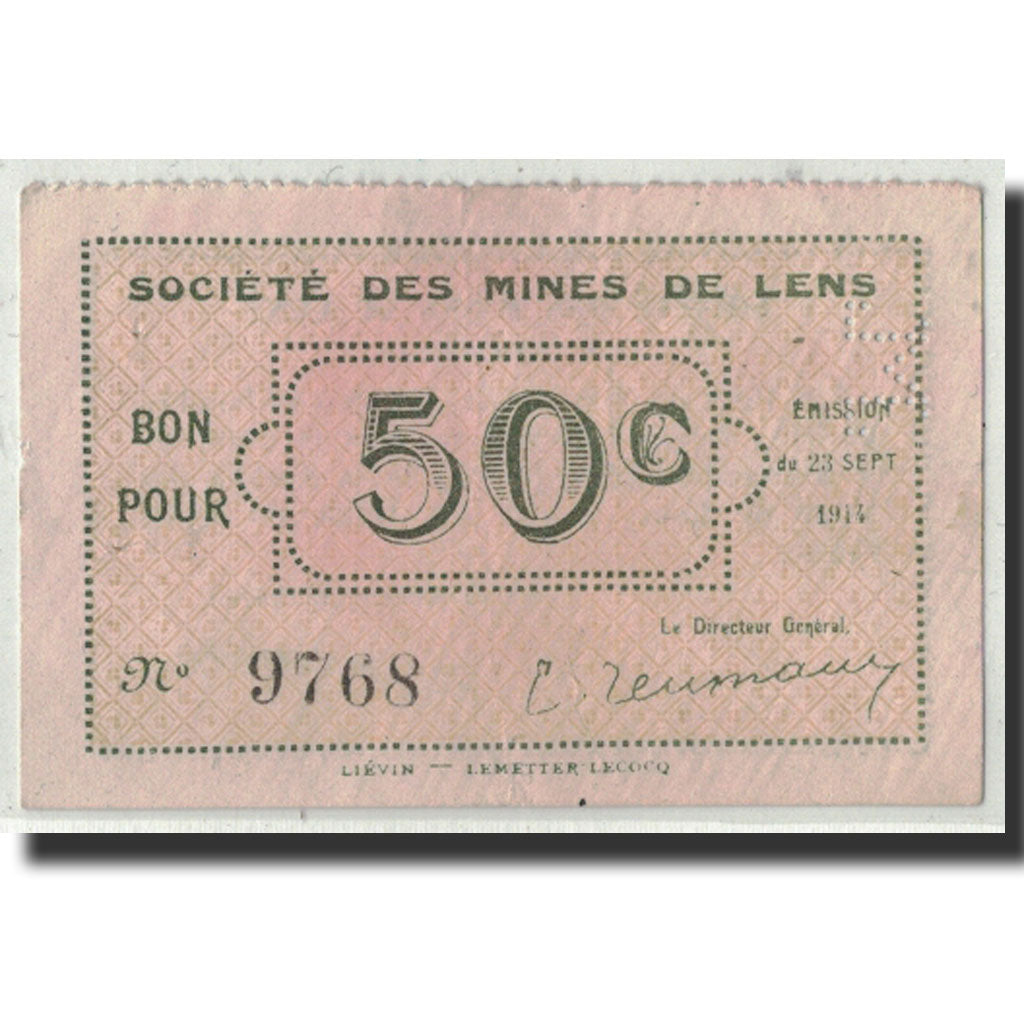 Banknote, Pirot:62-803, 50 Centimes, 1914, France, AU(55-58), Lens
