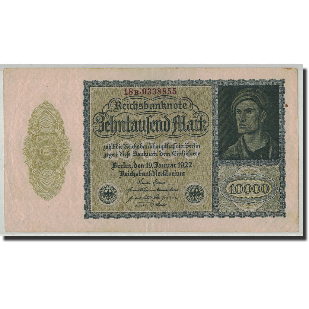 Banknote, Germany, 10,000 Mark, 1922, 1922-01-19, KM:72, EF(40-45)